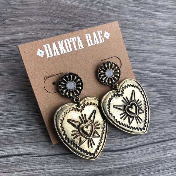 Dakota Rae Jewelry - Dakota Rae Heart Dangle Gold-tone Earrings